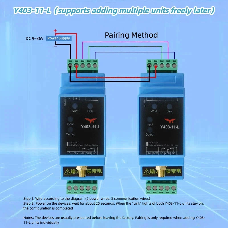 1DI+1DO LoRa Wireless Multi-Node I/O Sync Module