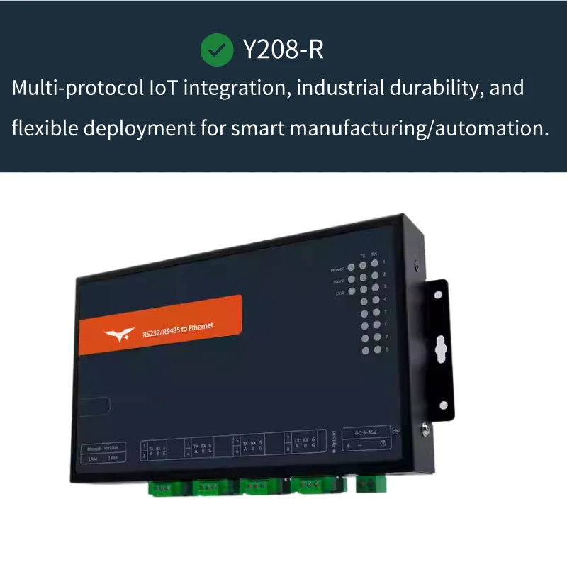 Y208-R 8 Ports Serial to Ethernet Converter