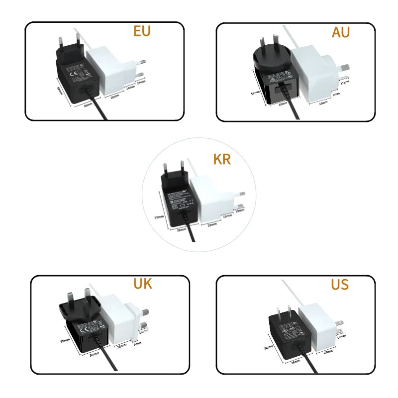 DC Adapter 12V1A New AC 100V-240V Converter Adapter DC EU/UK/US/AU/KR Plug